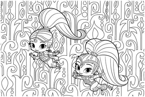 shimmer  shine coloring pages pattern shimmer  shine coloring