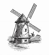 Windmill Mulino Vento Viento Molino Windmolen Schets Disegnata Schizzo Annata Vettore Molinos Millstone Mill Tekening Bianco sketch template