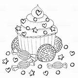 Coloring Pages Bakery Cupcake Popular Dessert Cake sketch template