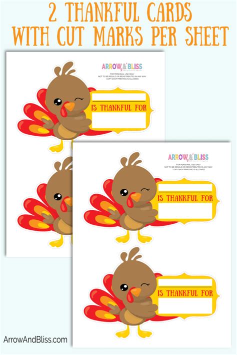 thanksgiving printable  im thankful  cards arrow  bliss