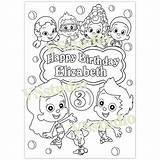Bubble Guppies Birthday Coloring Pages Party Etsy Guppy Pdf  Printable Listing Request Something Order Custom Made Just Christmas sketch template