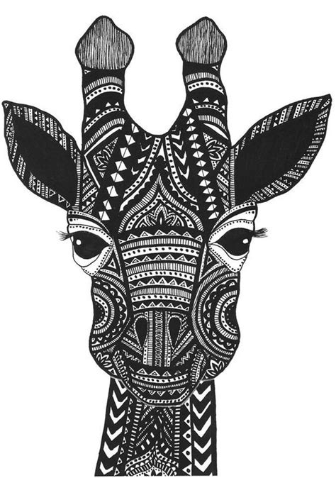 giraffe zentangle illustration print