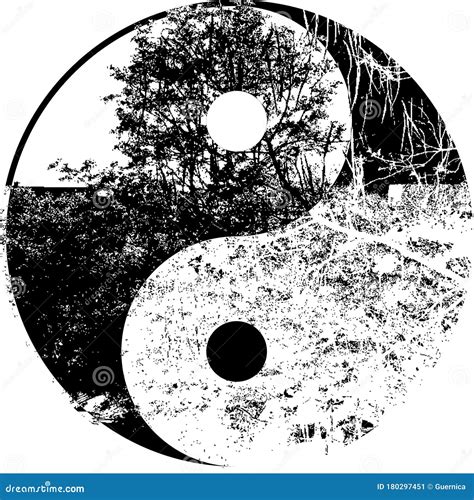 yin  tree  black  white stock image illustration  life