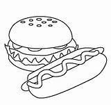 Coloring Food Pages Cute Kawaii Burger Clipart Dog Drawing Library Hot sketch template