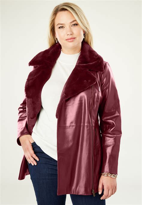 faux sherpa leather jacket ellos