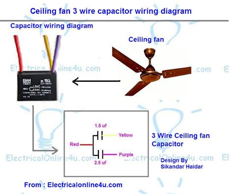 ceiling fan  wire capacitor wiring diagram electrical