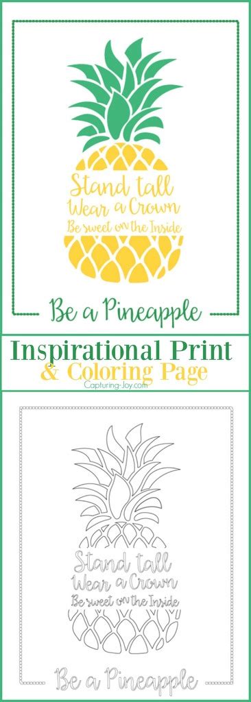 pineapple inspirational print  coloring page capturing joy