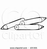 Outline Pencils Coloring Clipart Colored Illustration Visekart Pencil Royalty Rf 2021 Clipartof sketch template