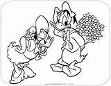 Donald Daisy Duck Coloring Pages Disneyclips Offering Bouquet sketch template