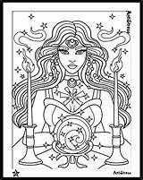 Coloring Pages Gypsy Celestial Adults Adult Beautiful Color Witch Colouring Printable Book Women Blank Getdrawings Seasonings Drawings Moon Choose Board sketch template