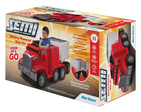 semi truck  trailer ride  toy  kid trax red rig lifetoyz