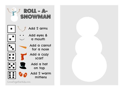 kids roll  snowman game  printable