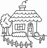 School Drawing Clipart Kids House Line Cliparts Library Coloring sketch template