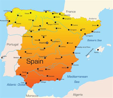 spanien reiseziele anzeigen urlaubsziele  spanien karte europa sued