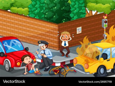 accident scene  car accident  road vector image