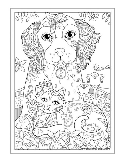 dog  cat coloring page printable