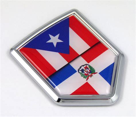 Puerto Rico Dominican Republic Flag Car Chrome Emblem