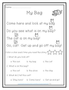 kindergarten sight word reading comprehension passages  sarah eisenhuth