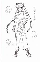 Coloring Usagi Sailor Moon Tsukino Senshi Bishoujo Zerochan Scan Scanned Self sketch template