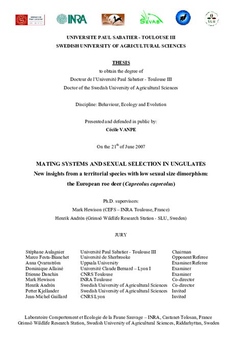 Mating Systems And Sexual Selection In Ungulates New Insights From A