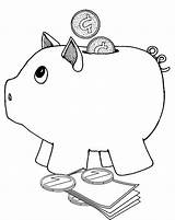 Coloring Piggy Bank Pages Saving Deposit Teach Money Kids sketch template