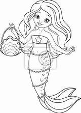 Mermaid Colouring Meerjungfrau Kitty Youngandtae Myloview Produktbeschreibung sketch template