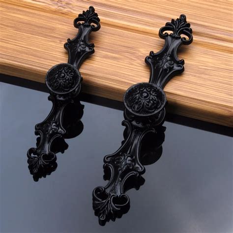 mm european cabinet door handles knobs vintage black drawer pulls handle zinc alloy