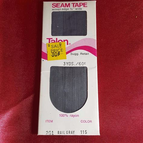 talon seam tape woven edge 1 2 wide 100 rayon 3 yards rail gray vitg 1972