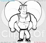 Strong Man Cartoon Flexing Coloring Clipart Front Vector Heart Pink Outlined Thoman Cory Sheets Pages Clip Template sketch template
