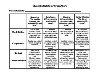 group work rubric teaching resources tpt