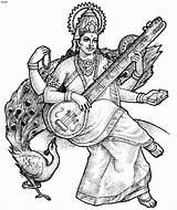 Saraswati Puja Maa Goddesses Devi Mygodpictures Nett Hindus Durga 4to40 Template Printablecolouringpages Dibujo sketch template