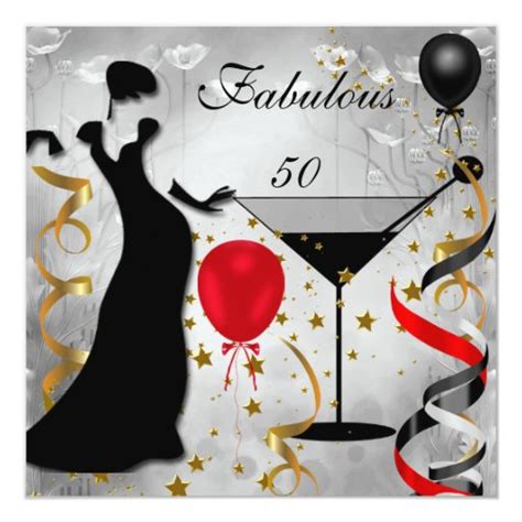 fabulous 50 50th birthday party deco lady red card zazzle