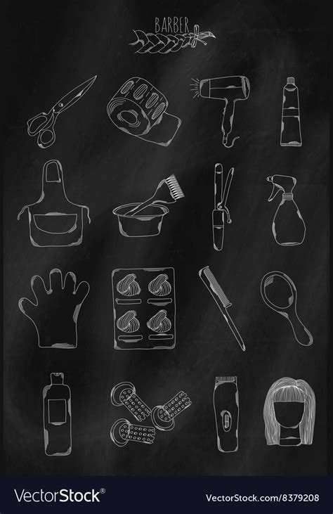 Barbershop Set Chalk Vector By Anna42f Image 1636825