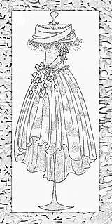 Dress Coloring Pages Adults Vintage Adult Fashion Colouring Color Clothing Sheets Dresses Patterns Printable Book Drawings Digi Cache Stamps Volwassenen sketch template