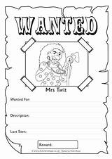 Twits Pages Coloring Template Wanted Poster Twit Mrs sketch template