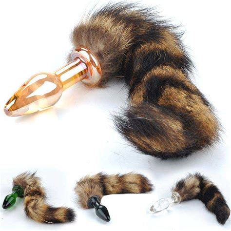 glass butt plugs with foxtails glass anal sex toys