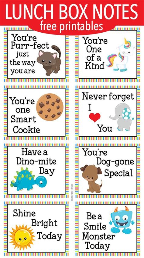 printable lunch box notes   kids encouraging lunch box