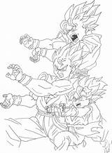 Coloring Pages Gohan Goku Goten Template Fortress Team sketch template
