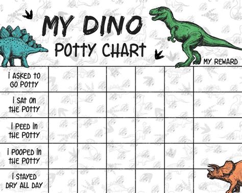 digital dinosaur potty training chart  punch cards print etsy