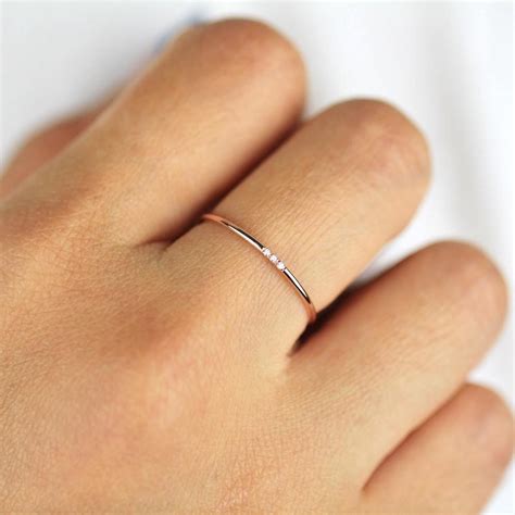 minimalist diamond ring  solid gold diamond band mm full