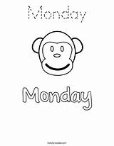 Monday Coloring Word Outline Practice Writing Twistynoodle Today Print Favorites Login Add Noodle Tracing sketch template