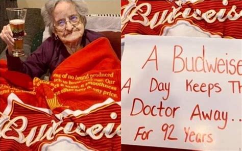 92 year old granny drinks a bud diesel with dinner every night for the