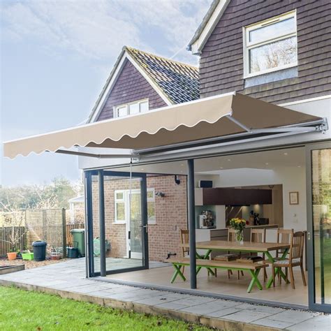 outsunny manual  ft    ft  metal retractable standard window awning reviews wayfairca