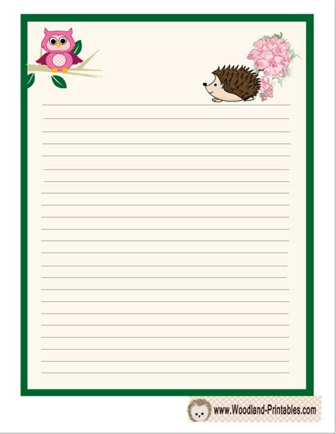 printable woodland writing paper writing paper lined writing