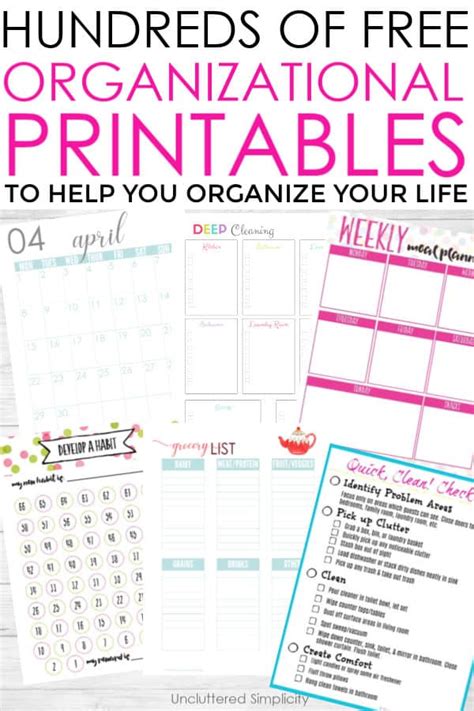 life organization printables printable templates