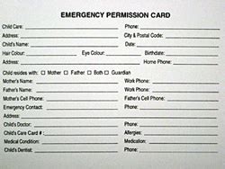 emergency permission cards british columbia family child care association