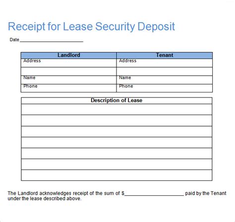 sample deposit receipt templates  google docs google
