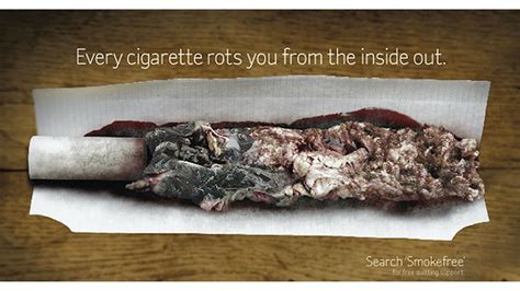 watch graphic anti smoking advert which shows father rolling rotting flesh to shock smokers into