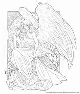 Coloring Angel Pages Angels Adult Adults Color Wings Coloriage Realistic Demons Demon Fairy Colouring Fairies Drawing Book Ange Books Detailed sketch template
