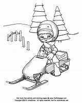 Coloring Snowmobile Pages Kids Cartoon Popular sketch template